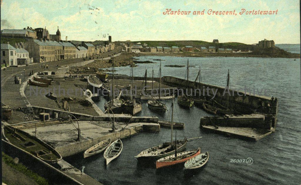 colour postcard of harbour and crescent, Portstewart (2289)