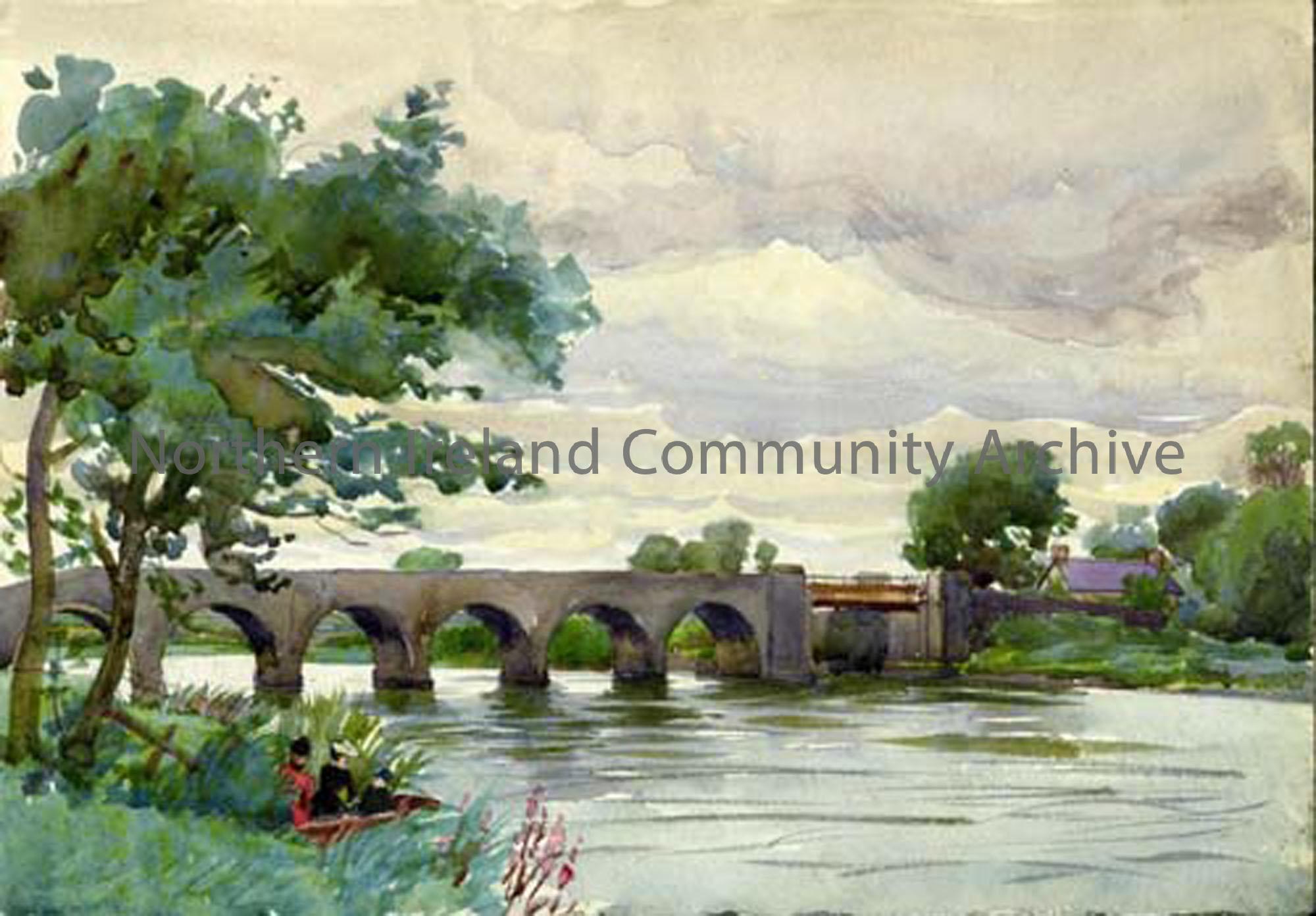 “Bridge over the Bann”, Kilrea. Watercolour by Hugh Thomson.  (3600)