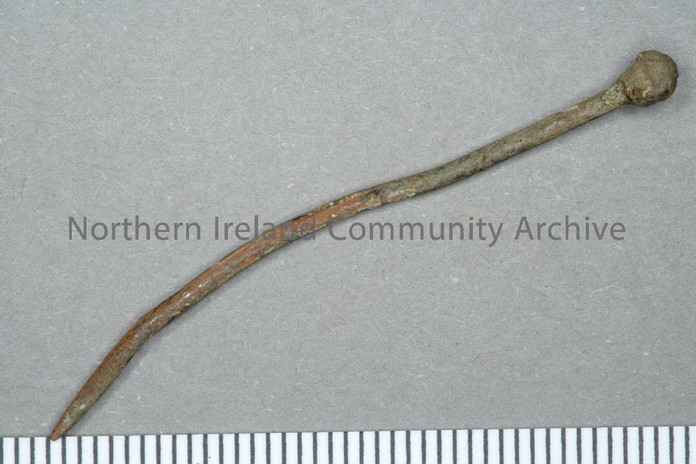 Bronze clothing pin found during the excavation at Dunluce Town
