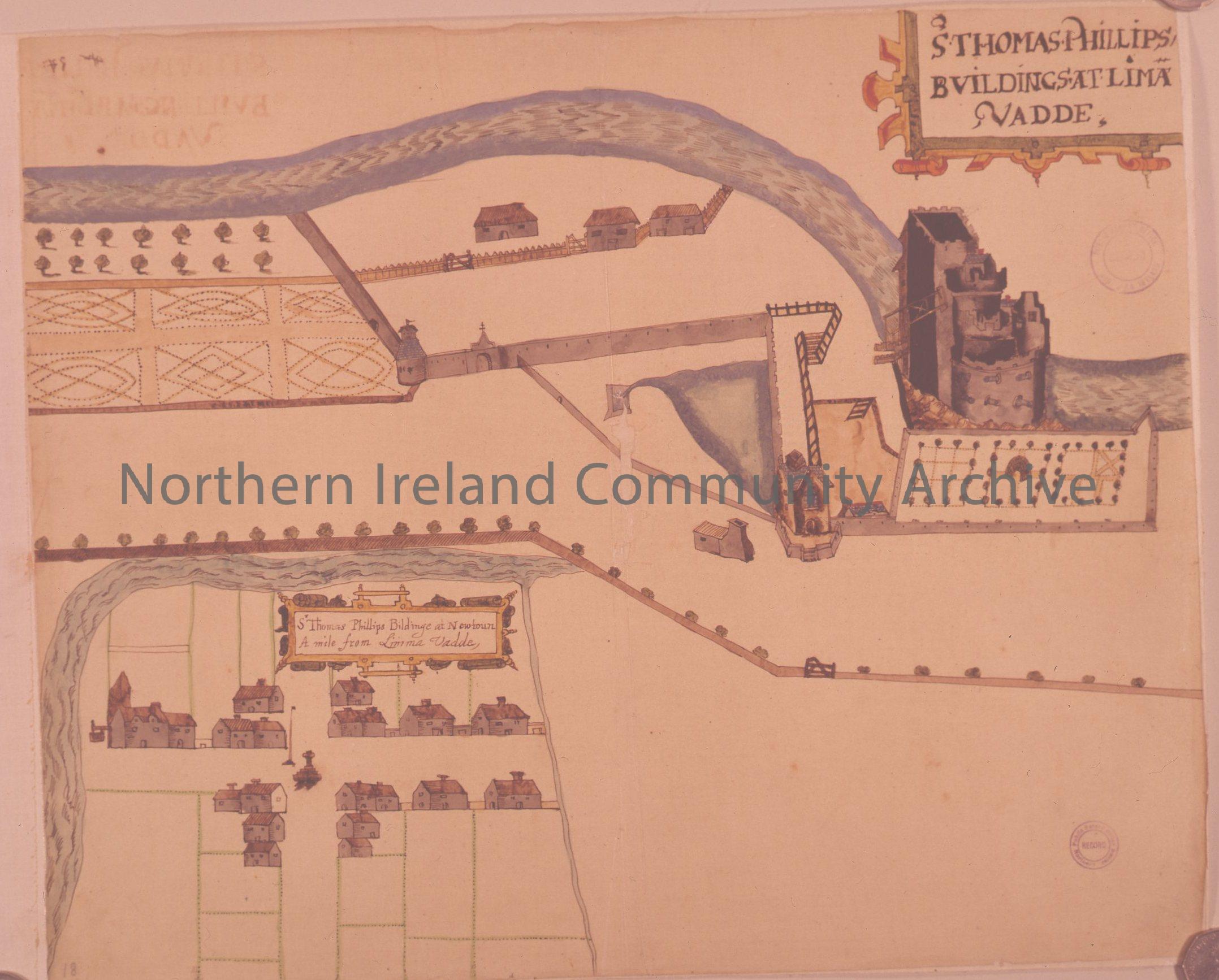Raven’s 1622 map of Thomas Phillip’s buildings at Limavady