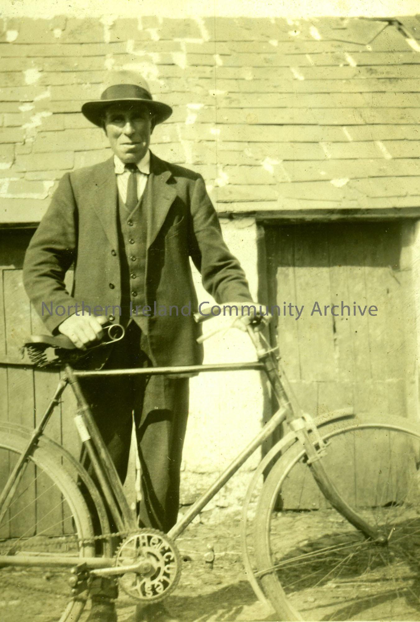 Dan McNicholl stopping off in Ballyness on his way to Lenamore  in 1930s