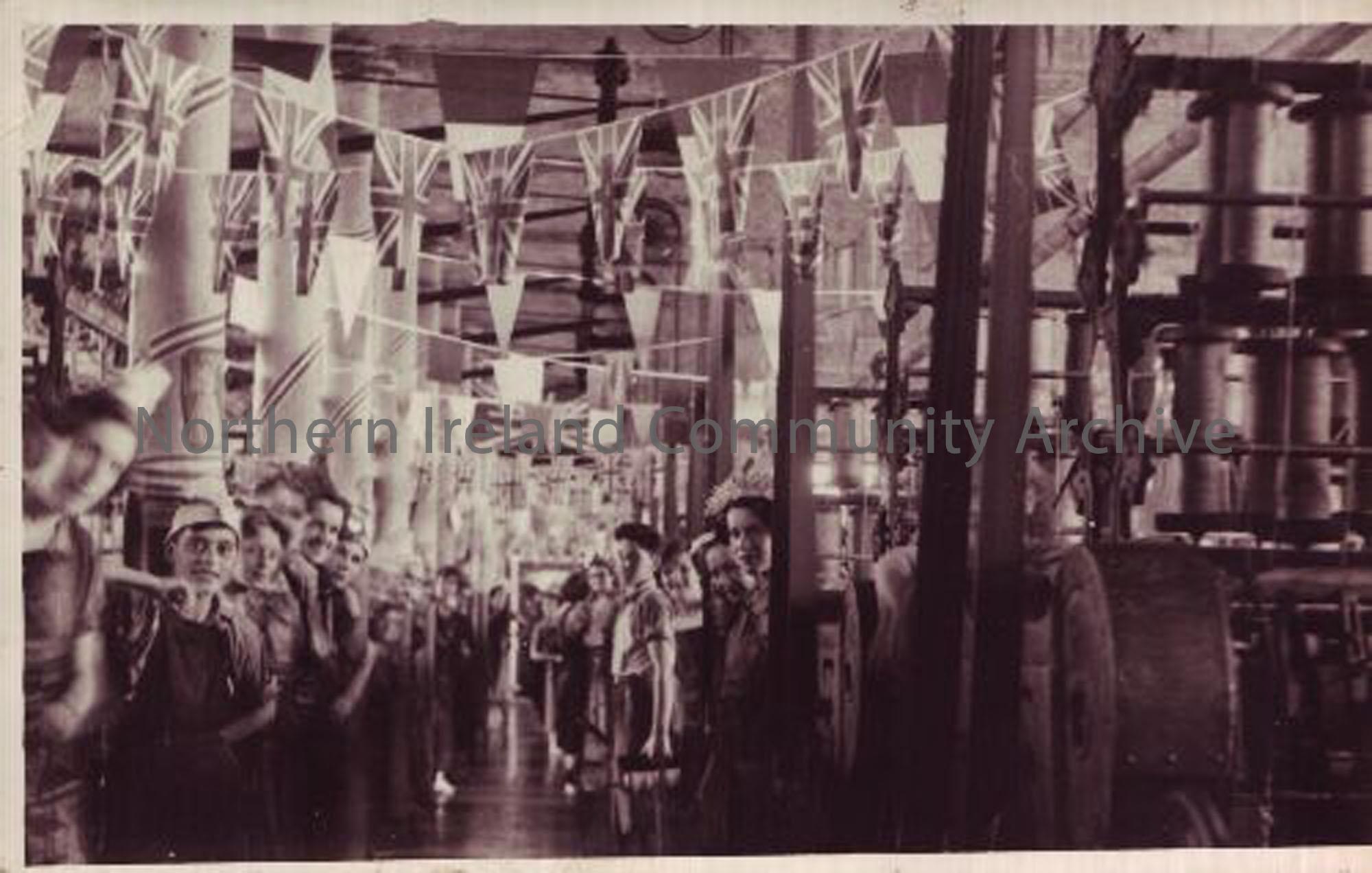 No.2 Spinning Room, Balnamore Mill, Ballymoney at time of Queen Elizabeth II Coronation. (5323)