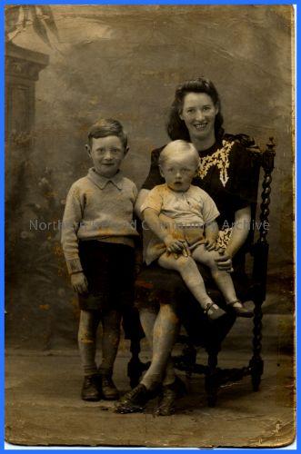 Annie McLernon with her sons Billy and Sandy. The photograph was taken during World War Two to send to William McLernon, Annie’s husband, serving with the North Irish Horse in Africa. (3948)