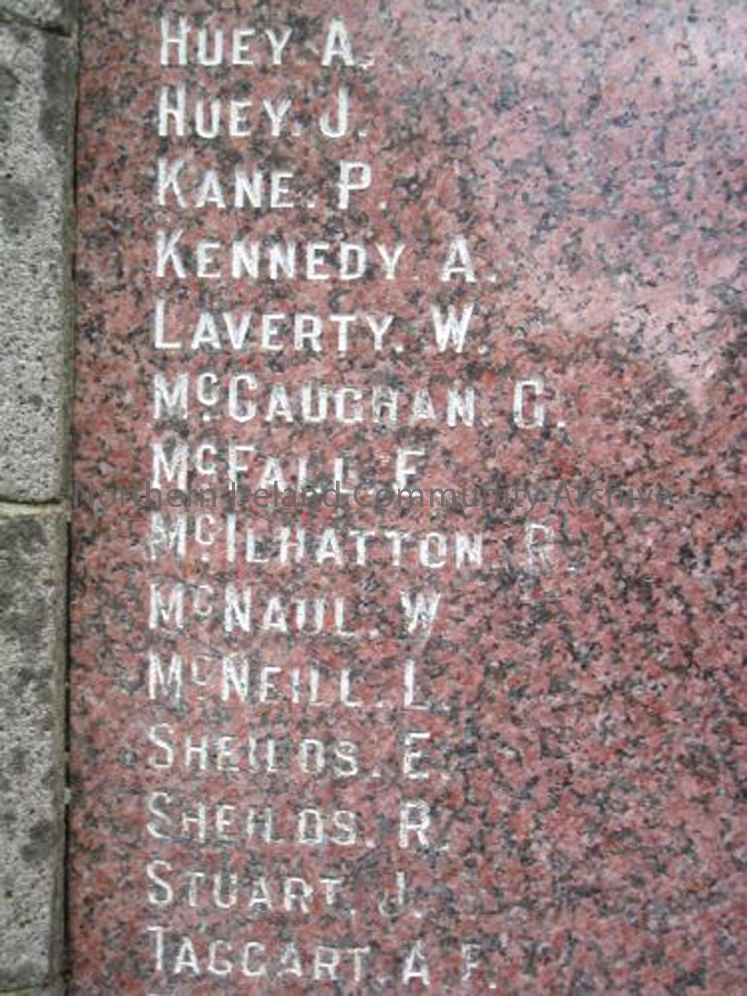 Names of those who died in World War One on Stranocum War Memorial (5016)