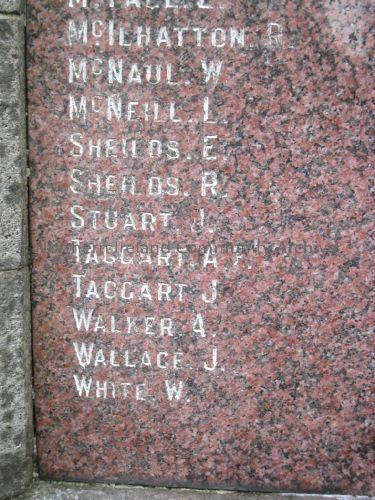 Names of those who died in World War One on Stranocum War Memorial (1071)