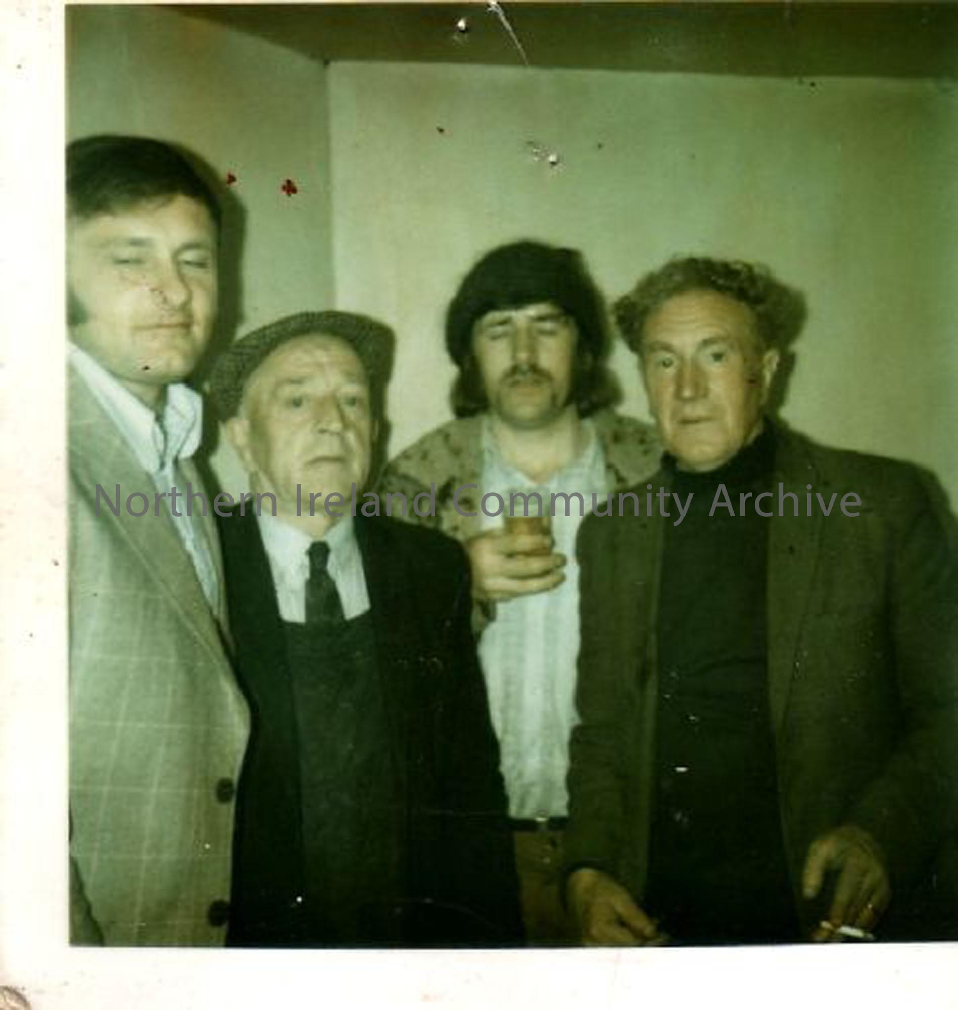 Graham McCaw, his uncle Alec McCaw, his cousin David McCaw and George King enjoying a social evening in Paddy’s Back Room (5737)
