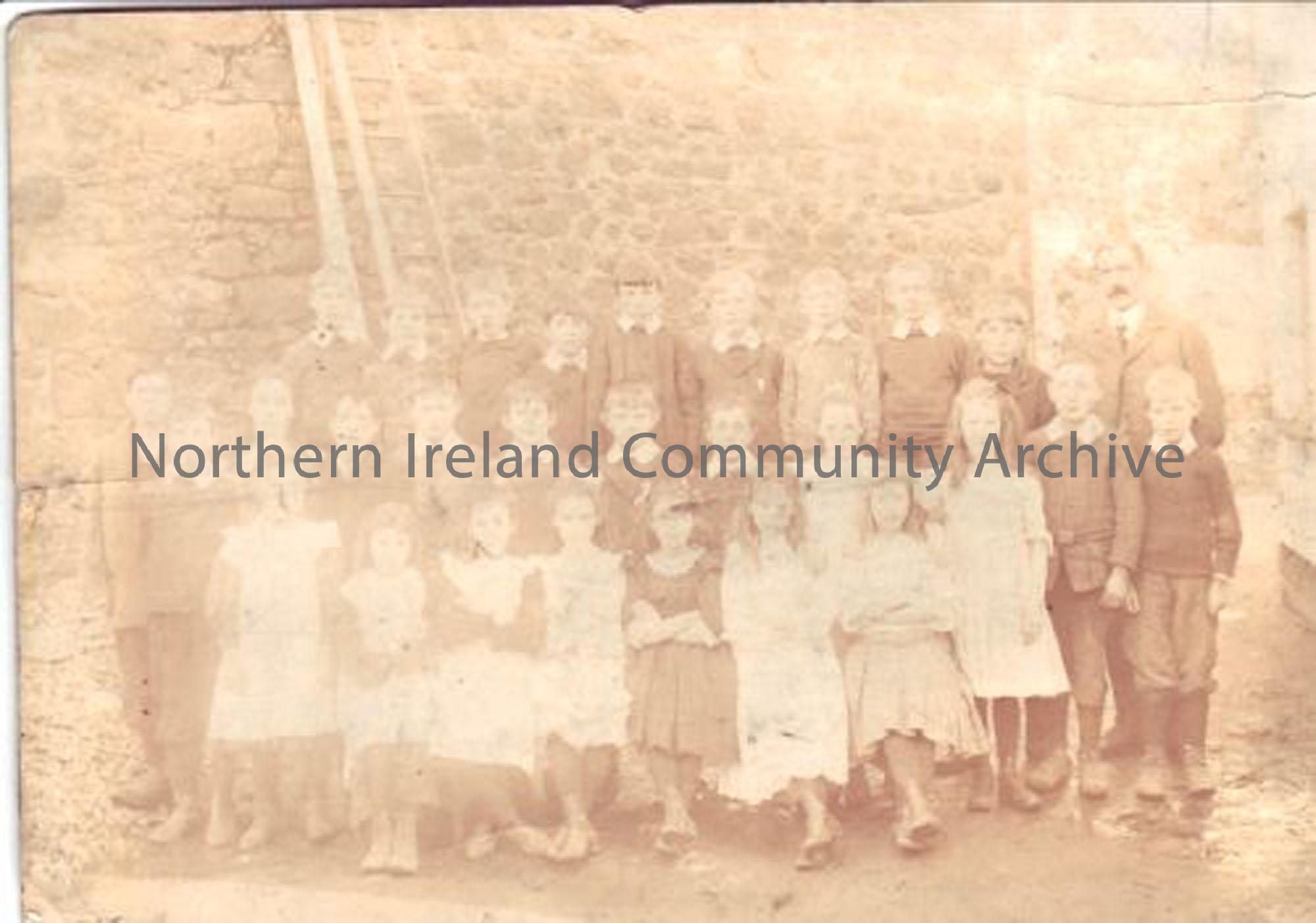 Balnamore Mill School. The children are standing against the back wall of the Arc. (4644)