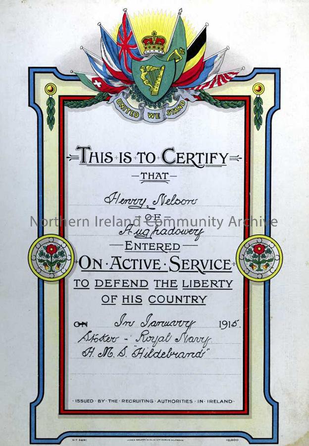 Henry Nelson’s Certificate