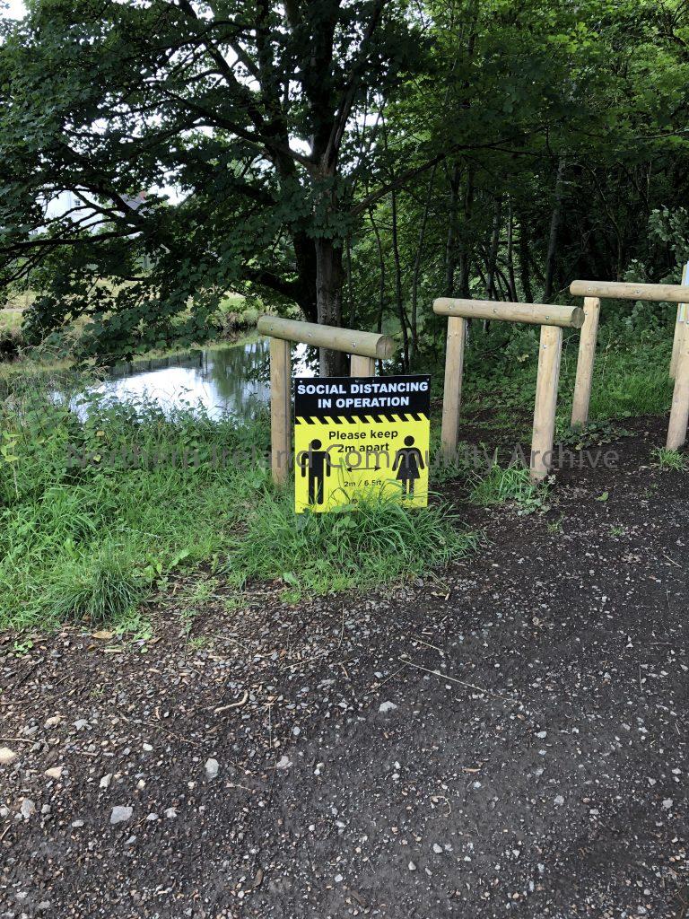 Social distancing signage at Garvagh Forest