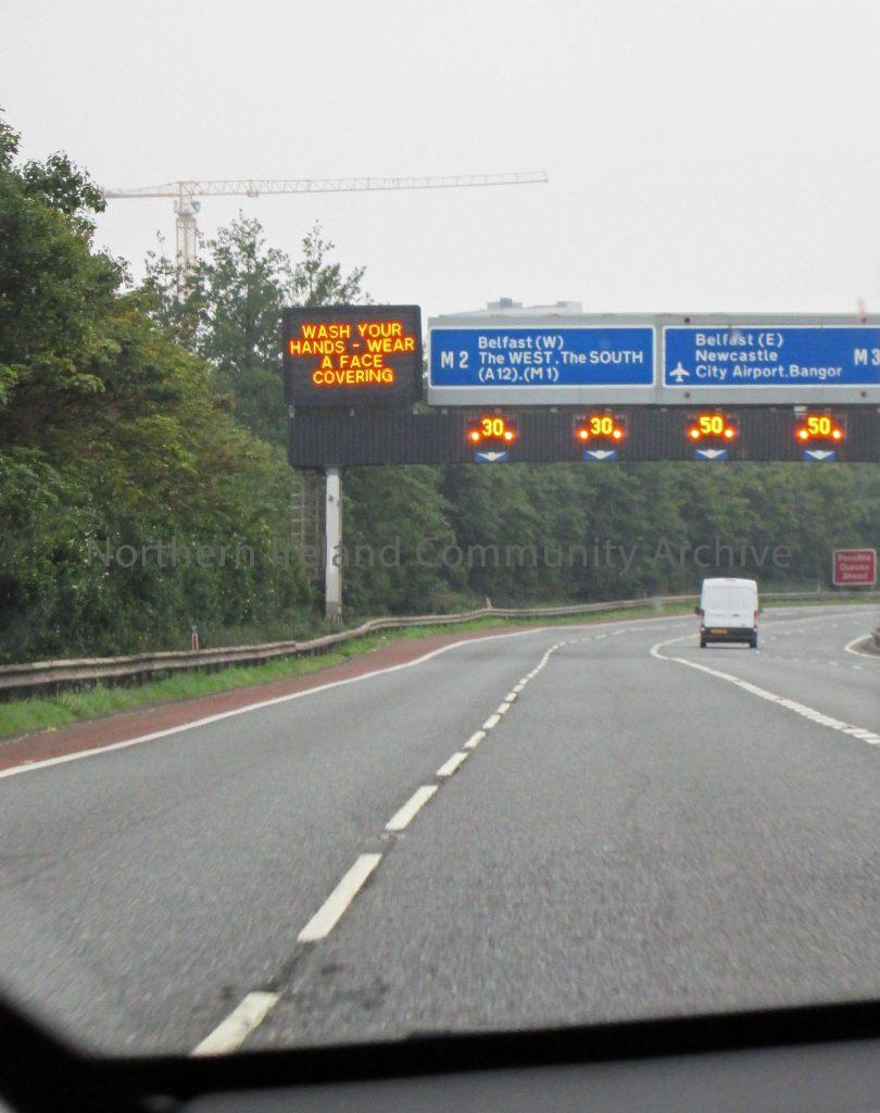 Digital Covid-19 signage on the motorway