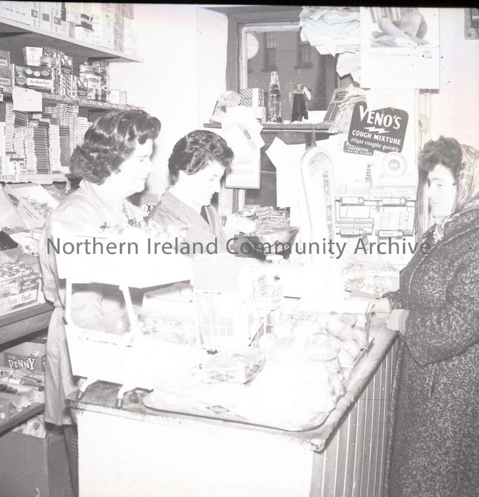 Inside of the ‘wee shop’ down the steps, Limavady, Feb 1963
