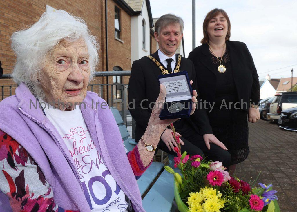 Three centenarians receive special civic gift from Causeway Coast and Glens Borough Council – Bertha Fearson