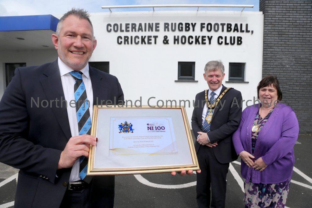 Mayor presents centenary civic gift to Coleraine Rugby Club (2)
