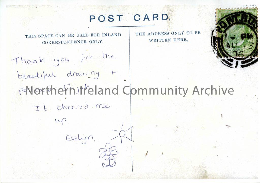 Postcard by Cramsie Court Participants in the project ‘From me to you- A journey of a postcard’