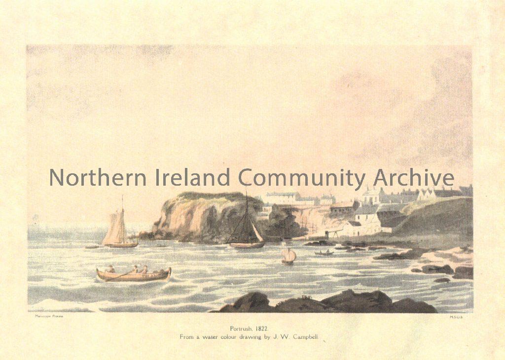 Portrush Harbour, a watercolour painting 1822