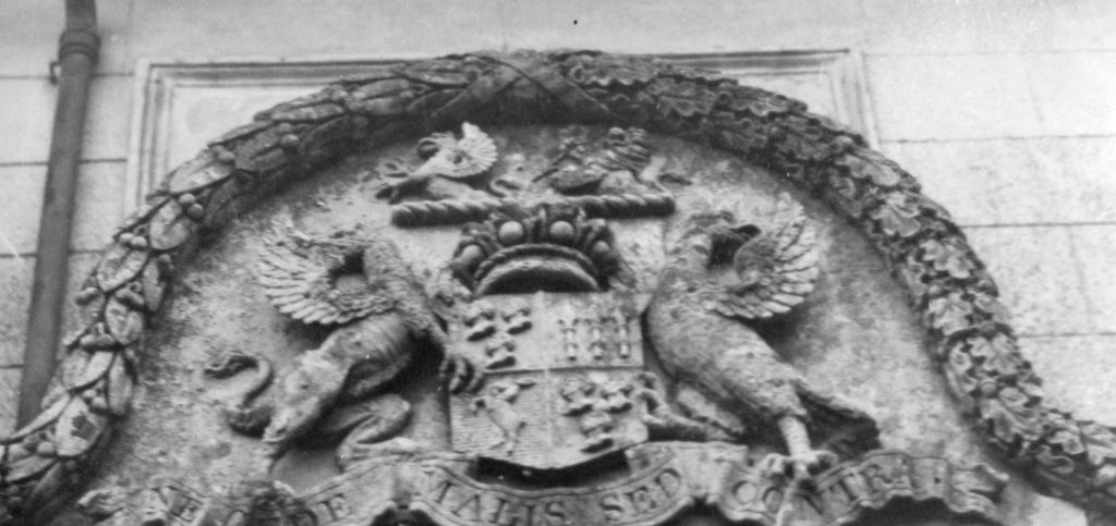 Photograph of the Coat of Arms above the doorway of Garvagh House. 