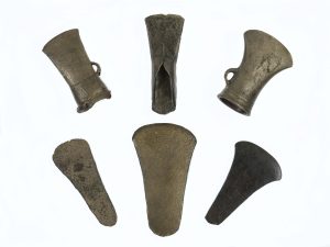 Assorted Bronze Age axeheads from the Ballymoney Museum collection.