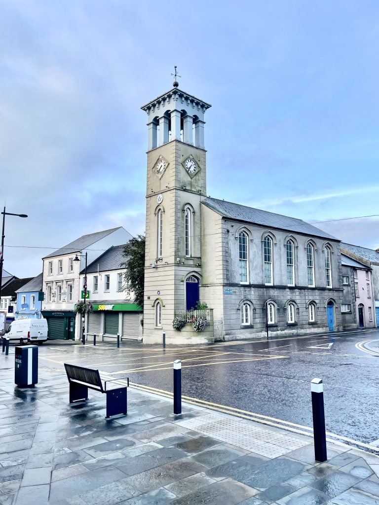 Present day town clock and Masonic Hall built 1775 - has served as market house, courthouse, town hall until 1866 and first Intermediate School.