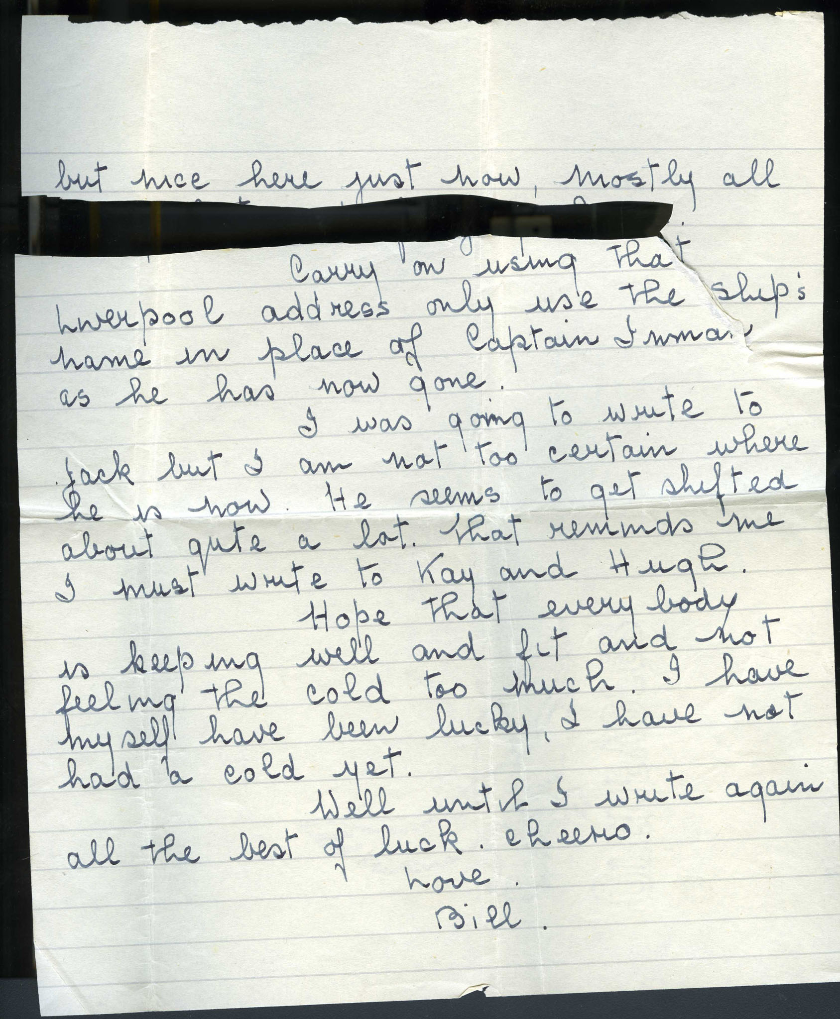 Page two of two – Addressed to Tilly and Dad from Bill (William). Sent ...