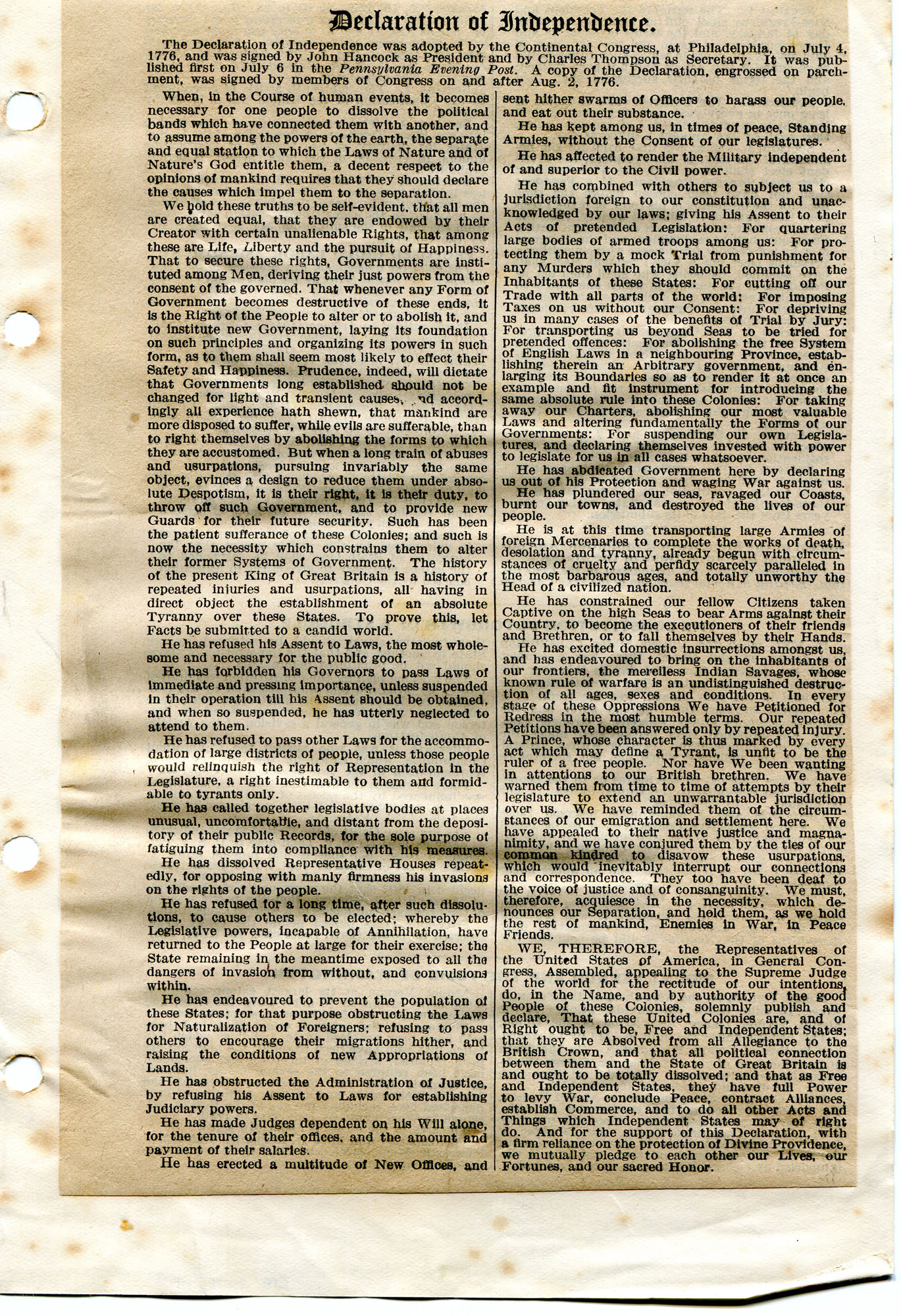 declaration of independence news