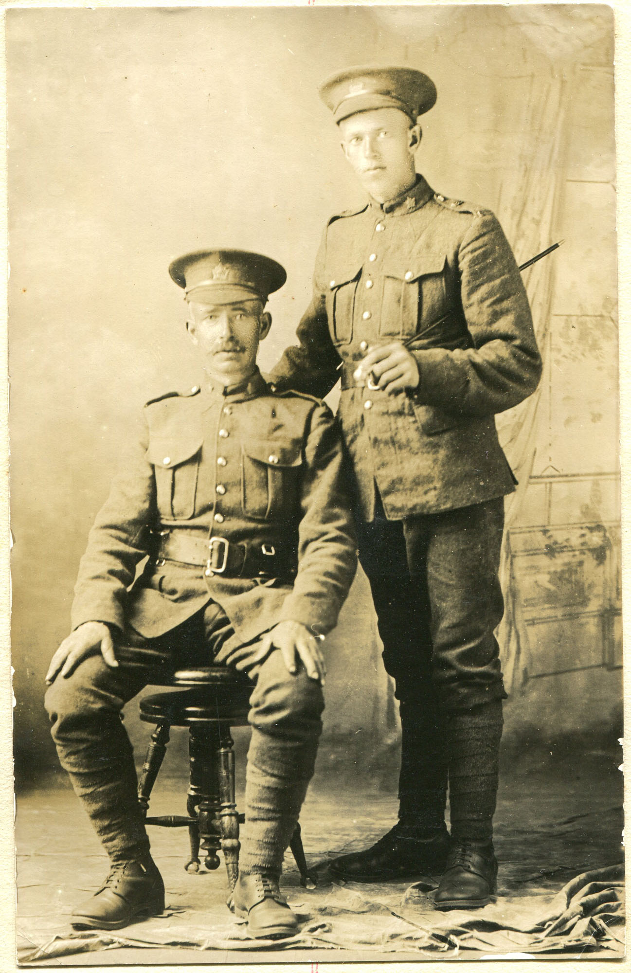 Black and white portrait photograph of two men in military uniform ...