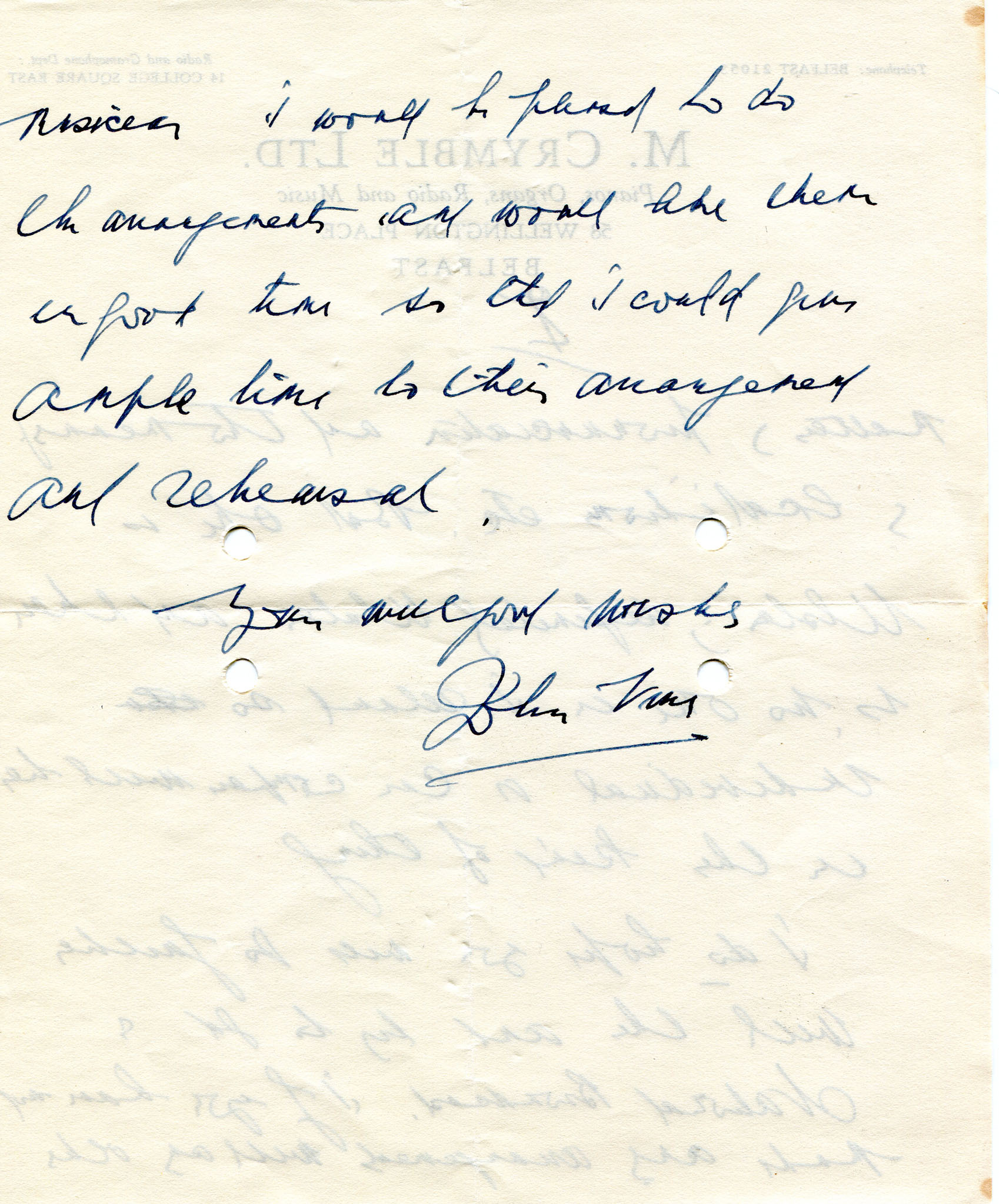 Page 2 of 2 of handwritten letter (double sided) to Sam Henry ...