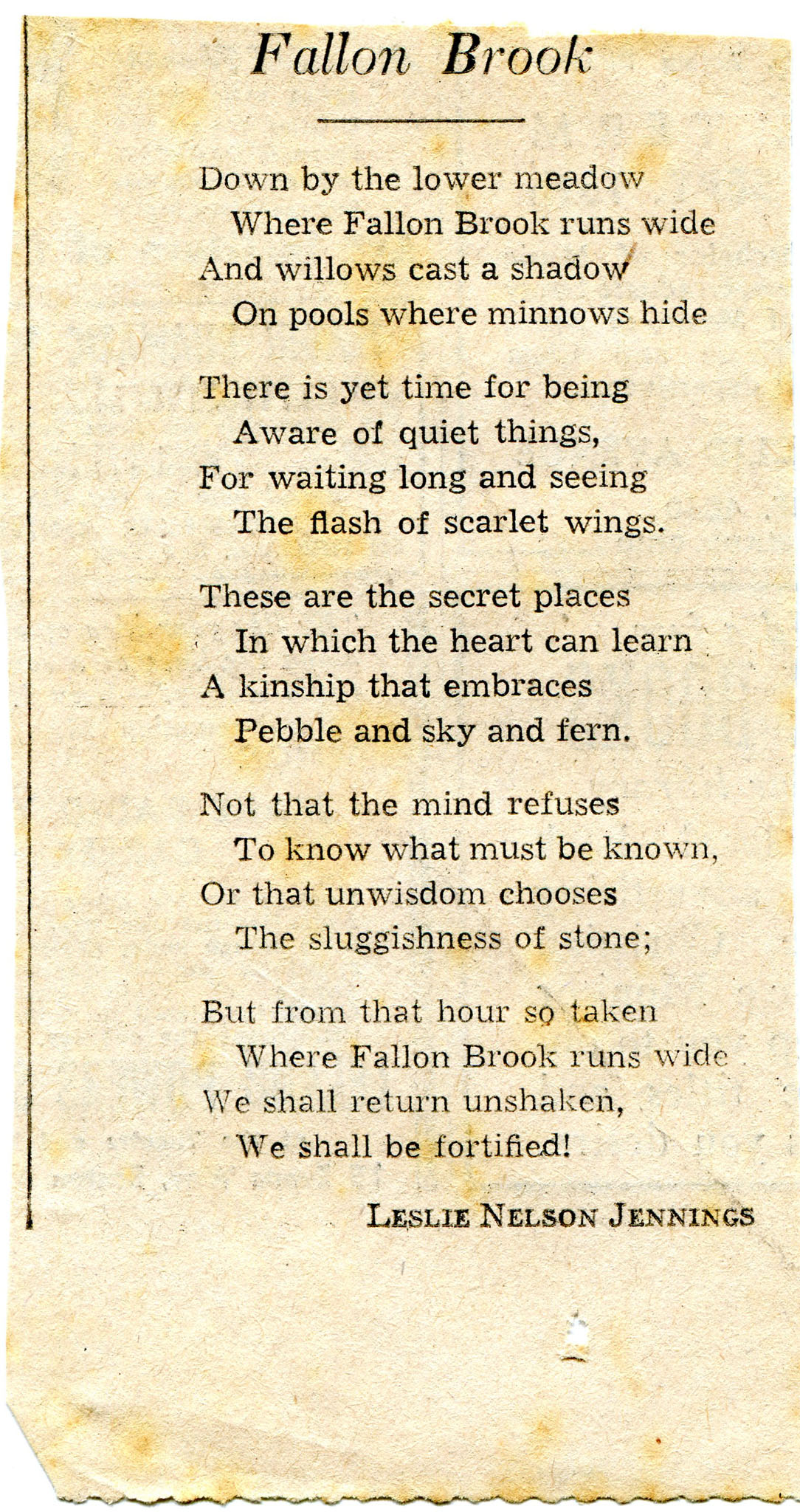 Poem cut from what appears to be an American newspaper (addresses on ...