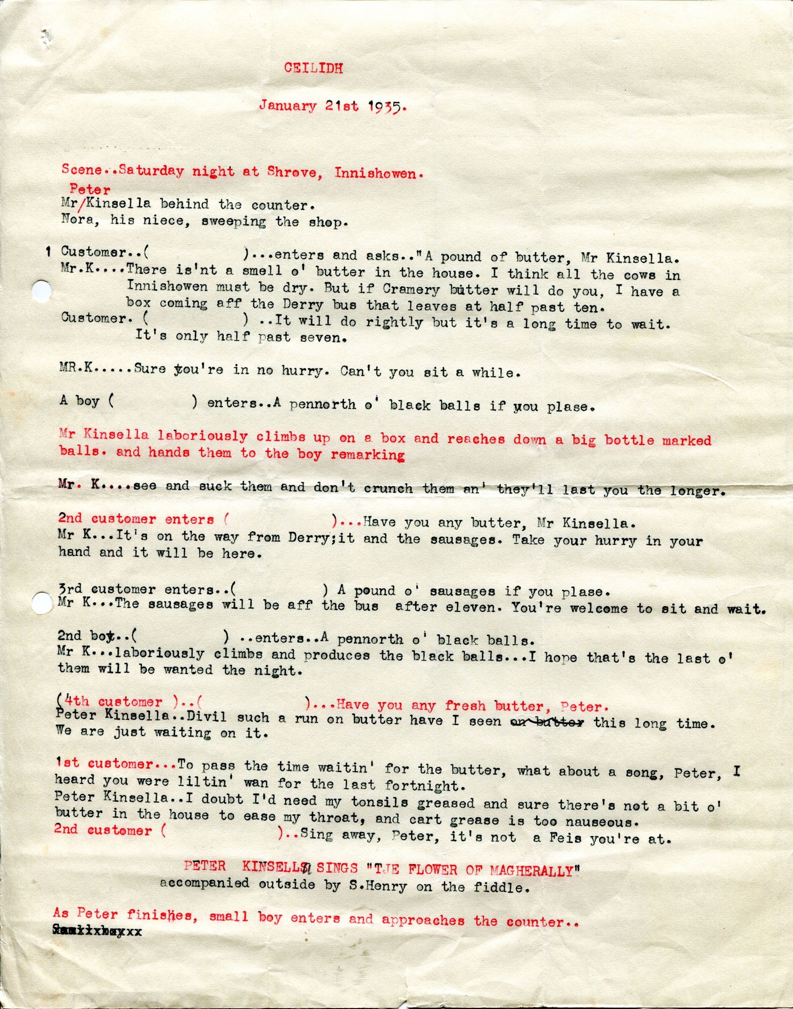 Script Instruction Ireland Page 1 of 3. Typed script for An Irish Ceilidh performed on 21st ...