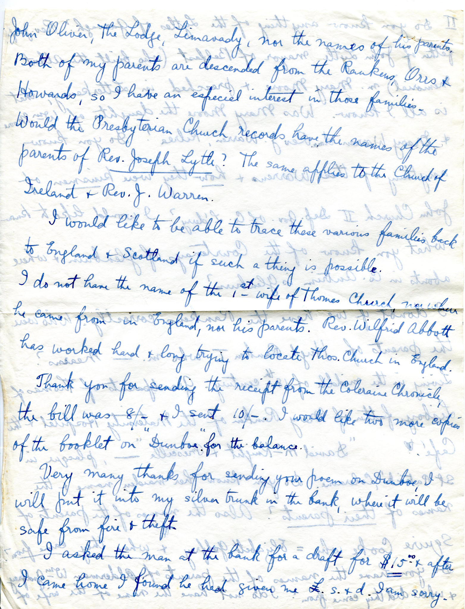 One of 3 pages of handwritten letter, on both sides of fine paper ...